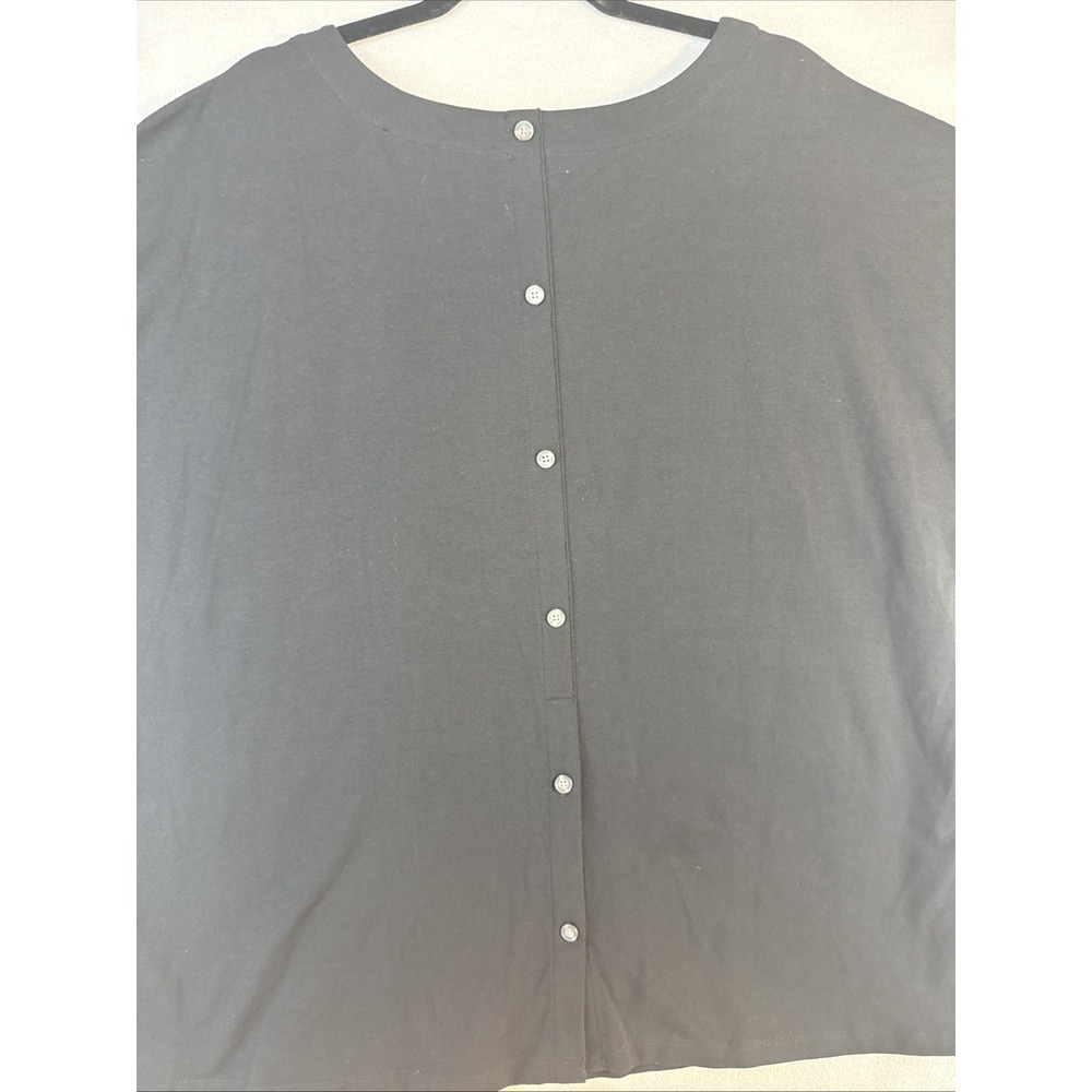 Issac Mizrahi Live! Black Shortsleeve Tip Women's Size 2X Blouse, Buttons On Bac - Picture 6 of 9